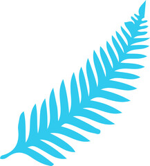 Poster - Stylized turquoise fern frond is being shown diagonally over transparent background, in flat design