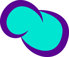 Poster - Two ovals are overlapping in flat art with turquoise fill, purple outline on transparent background