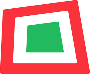 Poster - Flat design is showing rotated nested shapes on transparent bg with red frame gray green fill