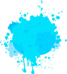 Poster - Featuring irregular cyan paint splash in flat design, with spots and drips, transparent background