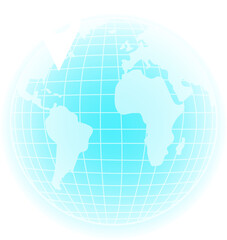Poster - Stylized globe is showing grid lines and pin marker in flat icon style, transparent background
