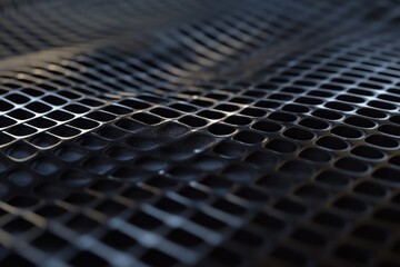 Fototapete - Detailed waveform pattern on a grid surface showcasing elegant curves and lines in black and gray tones, Waveform on grid surface