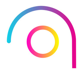 Poster - Featuring flat abstract design with gradient arc above multicolor ring on transparent background