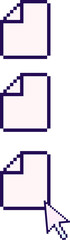 Fototapete - Three pixel art document icons stacking on transparent canvas, pixel cursor overlapping bottom icon
