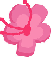 Poster - Pixel-art four-lobed clover motif is being shown on transparent background, with pink shading