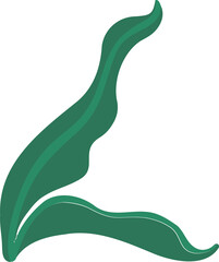 Poster - Abstract flat green leaf-like forms are floating on transparent background, showing flowing curves