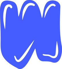 Poster - Abstract blue three-lobed form is flowing across transparent background in flat design