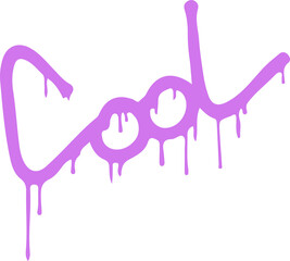 Poster - Cool script is dripping bright purple paint in graffiti style on transparent background