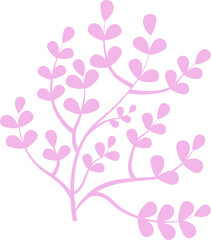 Poster - Abstract silhouette is showing pink branch motif in flat vector, transparent background copy space