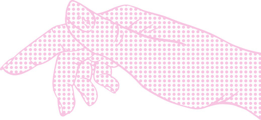 Poster - Halftone pink-dot right hand is floating on transparent background, showing curved graceful fingers
