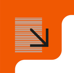 Poster - Abstract flat icon is showing orange with grey line block and black arrow on transparent background