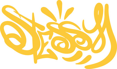 Poster - Vector art is featuring golden-yellow abstract calligraphic shape floating on transparent backdrop