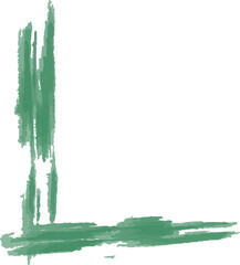 Poster - Overlapping green brush strokes creating L-shaped corner on transparent background in flat design