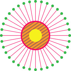 Poster - Flat radial diagram showing concentric rings with magenta lines, green dots on transparent backdrop