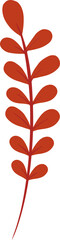 Poster - Red stylized branch is displaying flat design oval leaves on transparent background, copy space