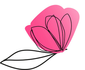 Poster - Abstract flower vector is showing black petals, leaves with pink gradient on transparent background