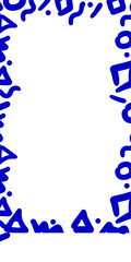 Poster - Featuring flat design blue squiggles triangles dots bordering transparent center, copy space