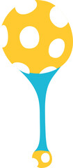 Poster - Abstract yellow sphere is balancing on blue droplet pedestal in flat design, transparent background