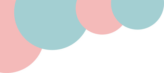 Poster - Showing overlapping pastel pink and cyan circles in flat design, transparent background, copy space