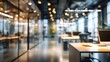© CLOVER BACKGROUND - Modern Blurred Coworking Space with Glass Desks and Ambient Lighting