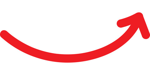 Poster - Curved arrow right direction vector sign. Curved arrow sign. Direction pointer pointing up. Arrow pointer icon sign symbol vector. Up curved arrow doodle icon isolated on a white background. 