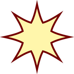 Poster - Flat-style ten-point starburst is bursting on transparent background with yellow fill, red outline