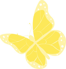 Poster - Butterfly is showing bright yellow wings and white spots in flat design on transparent background