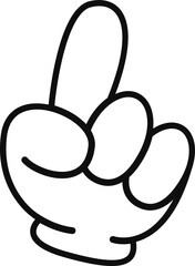 Poster - Cartoon glove hand is pointing upward in flat style with bold outlines, transparent background