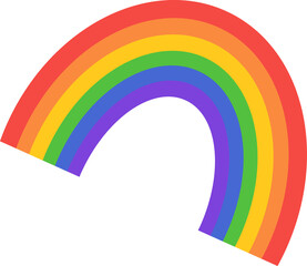 Poster - Bright six-color rainbow arc is spanning across flat design, transparent background