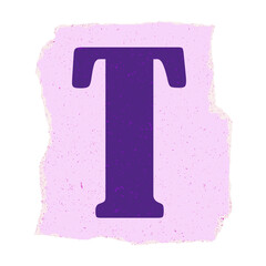 Aufkleber - Bold letter T is floating on torn pink paper in vector, transparent background, copy space
