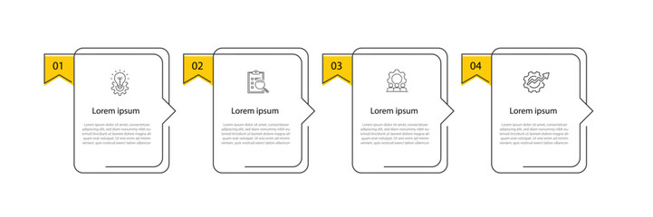 Fototapete - Business infographic template. 4 step infographic element.
Timeline process with 4 table line square for workflow, business information and web graphic design 