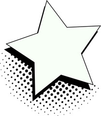 Poster - Stylized 5-pointed star graphic is floating on transparent background, casting halftone dot pattern