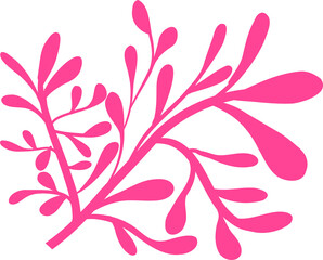 Poster - Abstract coral-like form is branching in pink vector on transparent background with teardrop stems