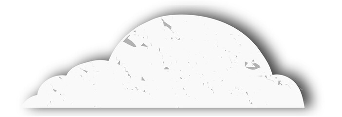Fototapete - Flat design white cloud silhouette is floating on transparent canvas with grey speckle texture