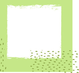 Poster - Abstract flat design is showing grunge blue square with olive-green dots, transparent background