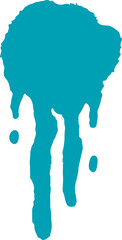 Poster - Teal paint drip shape is flowing in flat design, showing liquid splash on transparent background