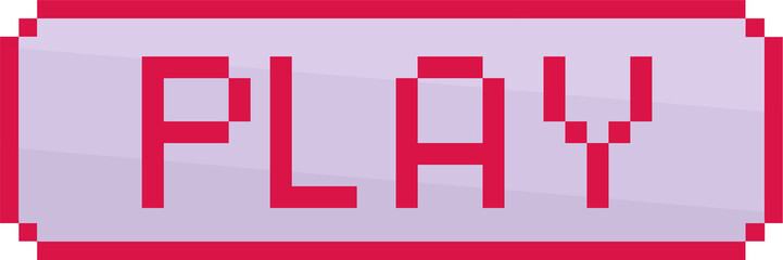 Poster - Pixel art style PLAY pill button is featuring magenta border, lavender fill, transparent background