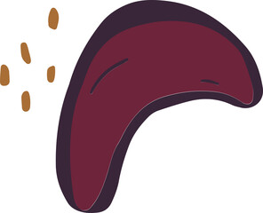 Poster - Flat design showing curved maroon bean floating on transparent background with mustard yellow ovals