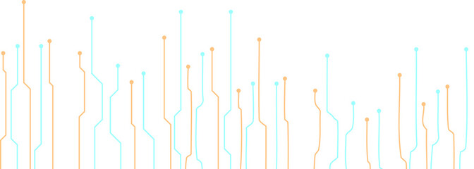 Poster - Abstract flat design circuit motif is displaying on transparent canvas, with orange and teal nodes