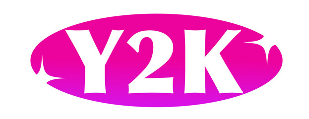 Poster - Flat design badge is showing magenta pink gradient with bold Y2K, sparkles, transparent background