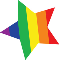 Poster - Flat design five-pointed star is featuring six vertical color bars on transparent background