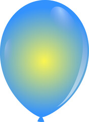 Poster - Stylized party balloon is floating showing yellow-to-blue gradient sheen on transparent layer