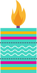 Poster - Flat design candle is appearing on transparent backdrop with patterned base and layered flame