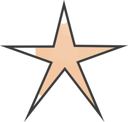 Poster - Abstract uneven star is floating on transparent background, with pale peach fill, dark gray stroke