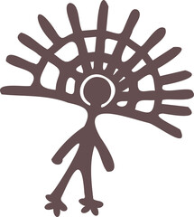 Poster - Abstract humanoid silhouette is radiating fan shapes on transparent background in flat design
