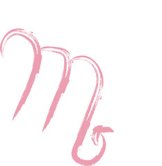 Poster - Abstract pink brushstroke pattern forming cursive M with spiraling tail on transparent backdrop