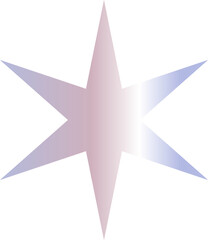 Poster - Flat design six-pointed star is floating on transparent background, showing pastel gradient