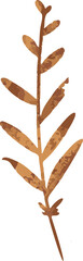 Poster - Botanical branch is being shown in flat vector art with brown mottled leaves, transparent backdrop