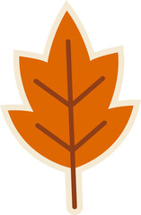 Poster - Stylized orange leaf appearing on transparent canvas, with beige border and dark brown veins