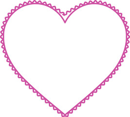 Poster - flat design pink heart outline is being displayed on transparent background with scalloped border